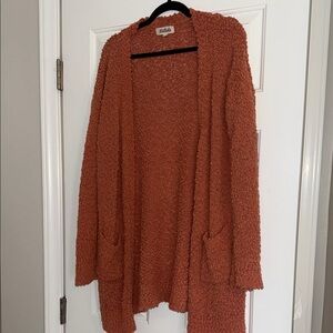 Listicle Cozy Textured Rust Cardigan
